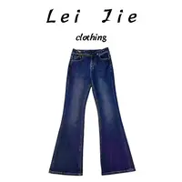 【Lei Jie】欧货蝴蝶扣腰头微喇牛仔裤1120