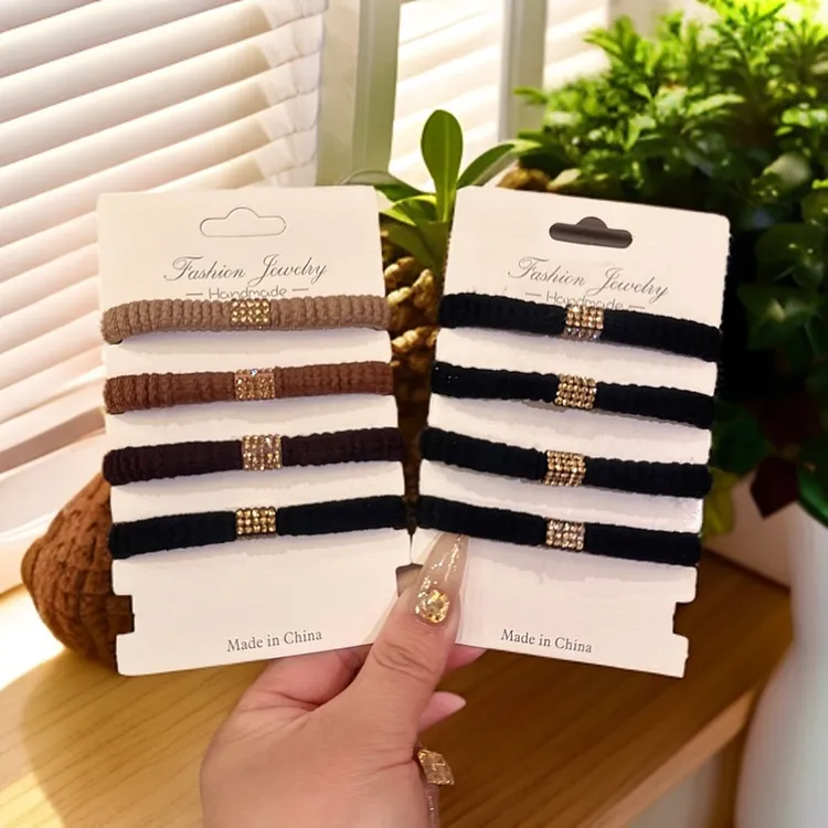 新款美拉德方钻小肠发圈高弹力头绳气质皮筋丸子头发发绳发饰