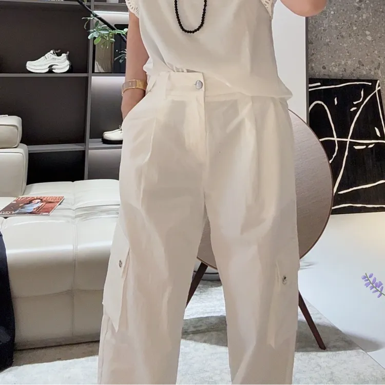 FANYE 夏日百搭黑白双色裤脚可调节直筒工装裤25332