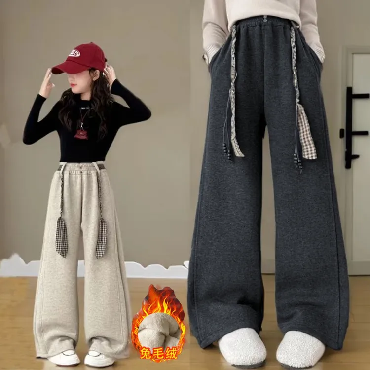 【巨厚兔貂绒】抗寒-20℃一条过冬女童保暖卫裤冬季时尚直筒休闲裤