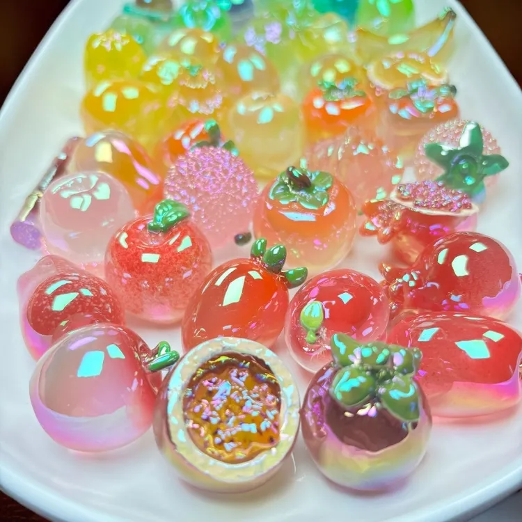 【纯夜光定制光学电镀水果】定制款光学无孔电镀仿真树脂水果对碰