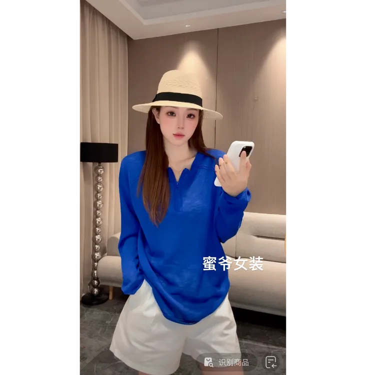 【蜜爷家】圆领半拉链针织衫