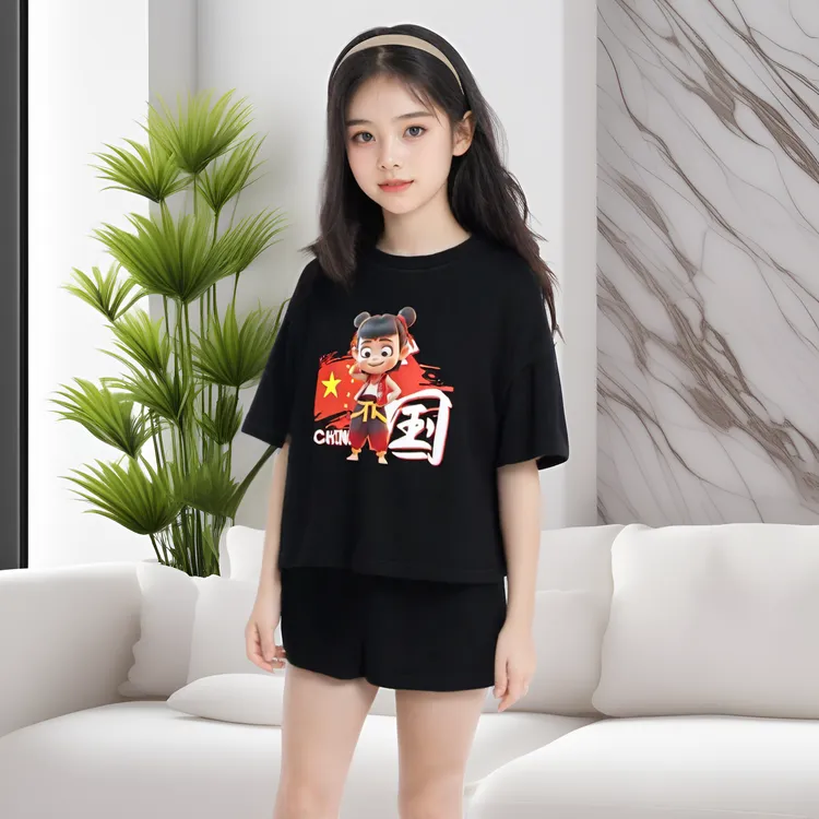 2025 新款哪吒童装T恤男童女童纯棉透气短袖独特洋气儿童圆领上衣