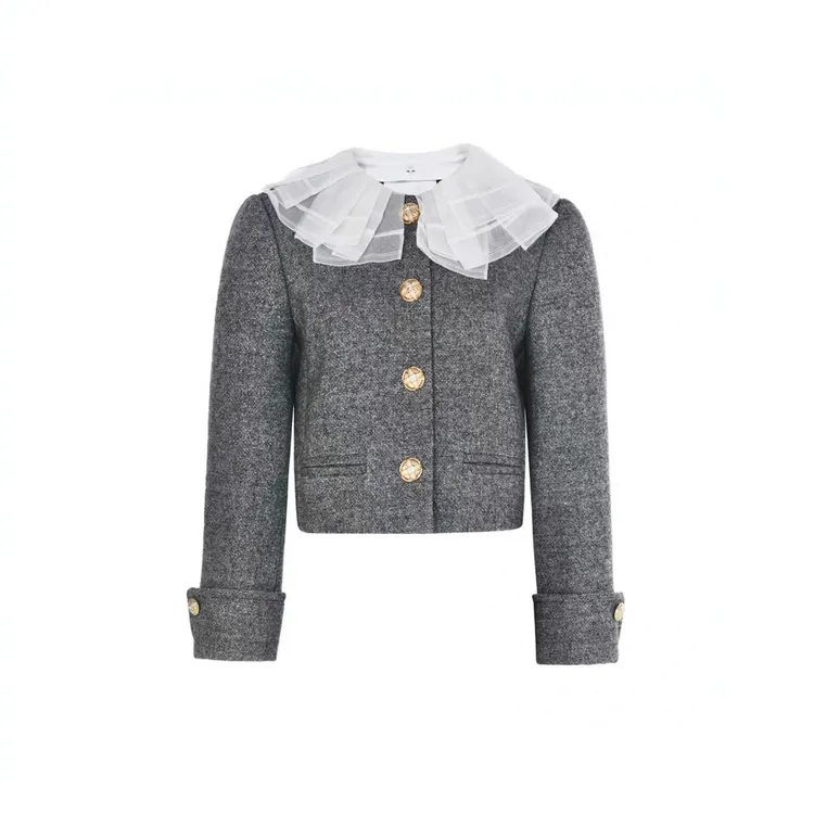 LeFame/拉飞姆2025秋新款百褶片千金风小香外套上衣LF25Q41SC187