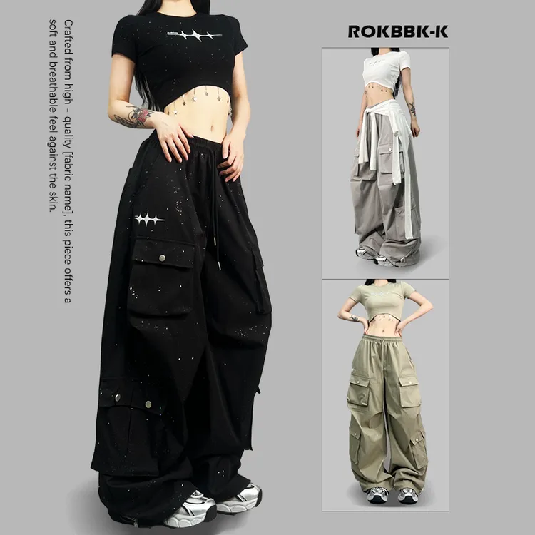 ROKBBKK/布韩街舞潮牌运动裤女宽松版型休闲裤嘻哈jazz爵士舞长裤