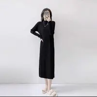 La Vague 气质垂坠感纯色针织连衣裙