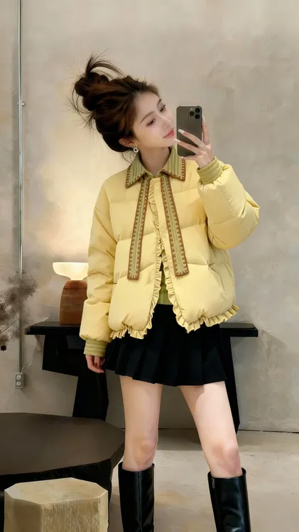 巨好看短款奶黄色棉衣棉服女2025新款冬小个子高级感小众加厚外套