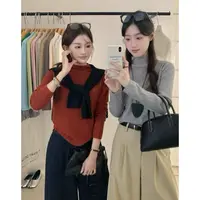 早秋简约修身半高领长袖针织衣打底套头外穿百搭上衣205#0.1 qq