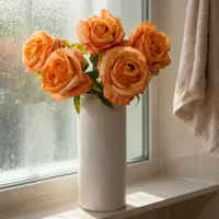 橙色玫瑰花 绢布材质仿真花 餐桌花 仿真花