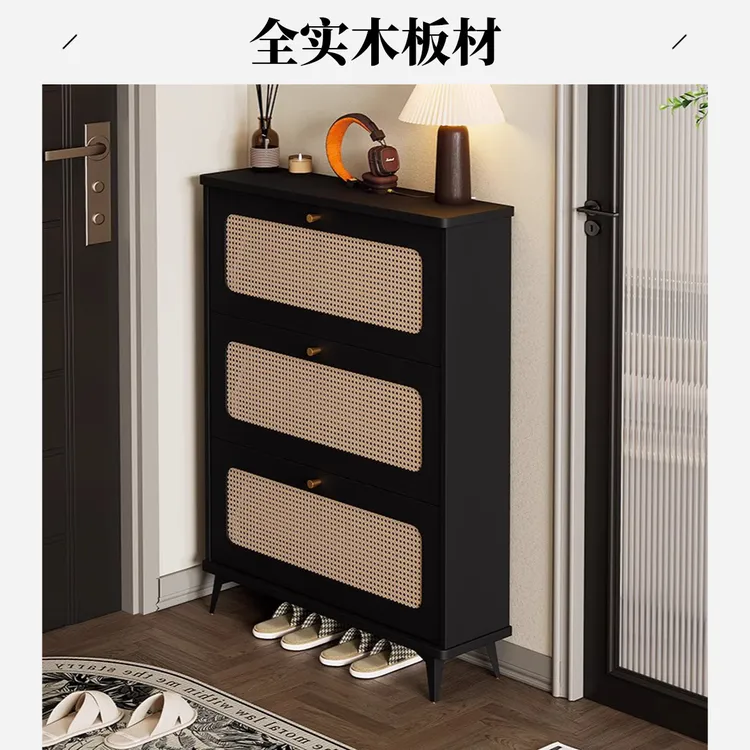 实木超薄鞋柜家用门口入户爆款翻斗式玄关一体大容量网红窄鞋架柜
