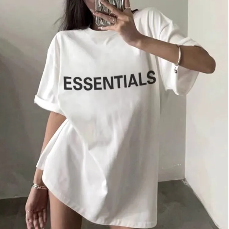 ESSENTIALS QUEEN纯棉短袖圆领美式中长款宽松百搭白色印花T恤