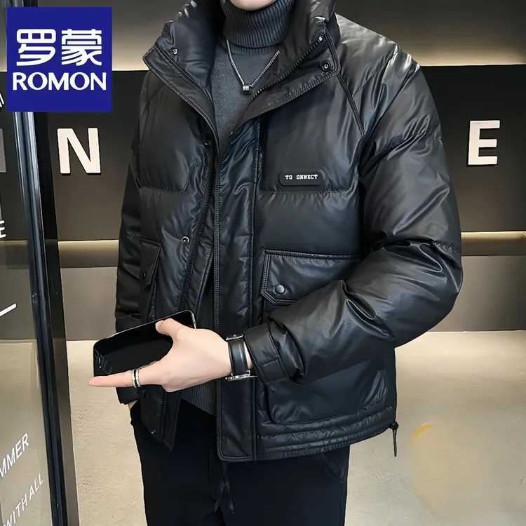 罗蒙2025潮流痞帅男士保暖百搭冬季加厚短款外套韩版修身夹克外套