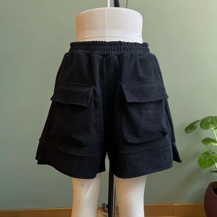 7125新之峰秋季新款拼接女士工装阔短裤外穿裤子纯色短裤时尚休闲