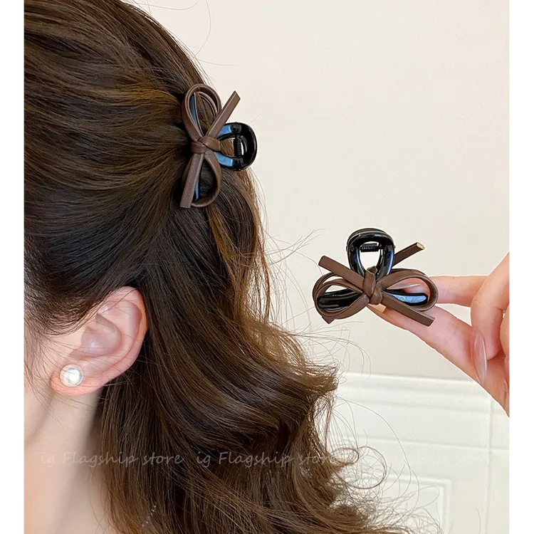 蝴蝶结半扎发抓夹女2025新款高级感发夹小号夹子发量少鲨鱼夹发饰