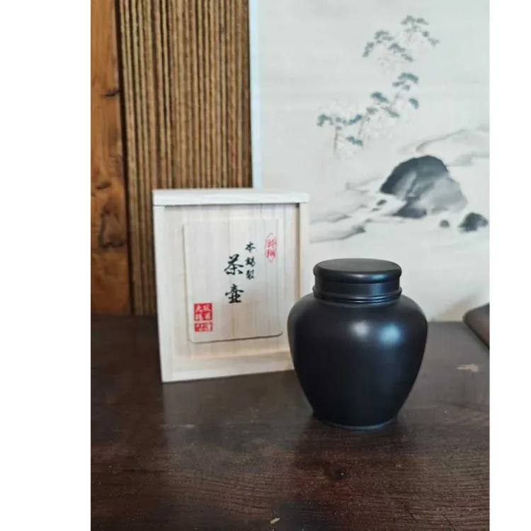 大阪老錢本錫製特撰純錫茶葉罐 手工密封儲茶罐 日式茶道古風雅器