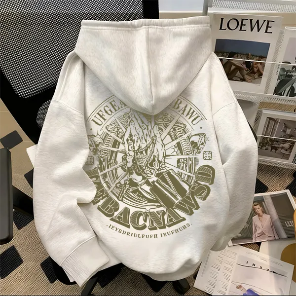 重磅500克纯棉连帽卫衣嘻哈休闲硬挺痞帅宽松复古秋冬季小众个性