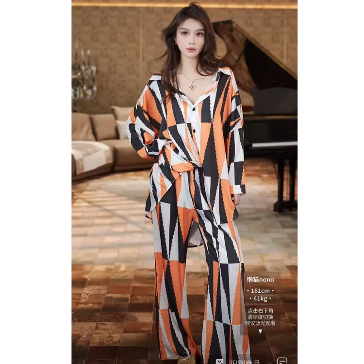 Say nono【懒猫nono】罗马印象慵懒风家居服睡衣套装多色拼接款春夏