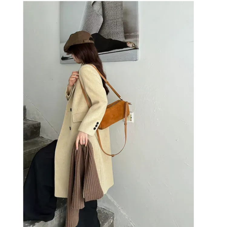 【山羊绒+天丝】⑦快衣布秋冬气质显瘦保暖小个子双面羊绒大衣2501