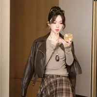【清秀干净】素色极简风堆堆领长袖打底上衣10008
