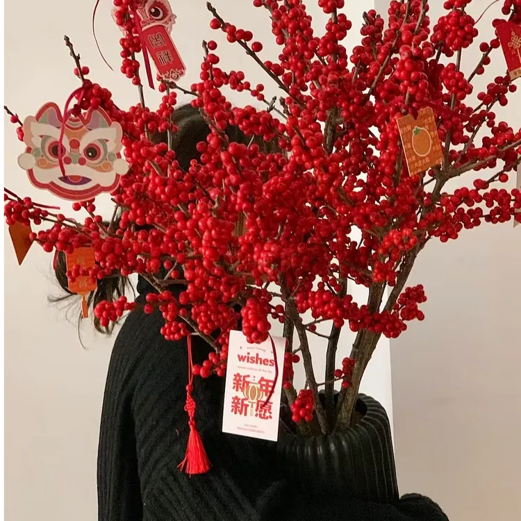 80-90cm北美冬青鲜切枝水培植物鲜花束红果水养室内特级北美冬青