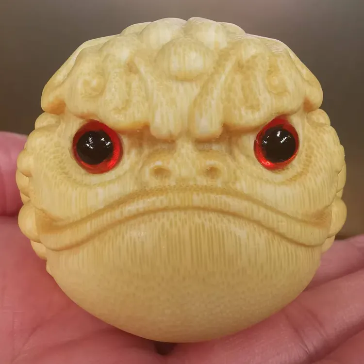 高货精雕5.0+火焰眉恶霸金蟾醒狮恶霸金蟾龙血金丝竹实心竹雕金蟾