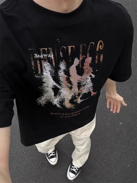 【重磅纯棉】夏季男短袖T恤休闲圆领百搭透气美式潮流宽松韩版时尚