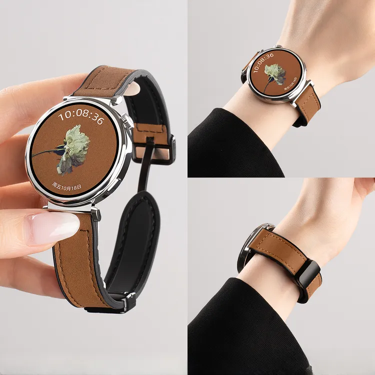适用华为GT6表带watch5手表疯马纹皮表带女gt5/4/3/pro秋冬高级感商品图