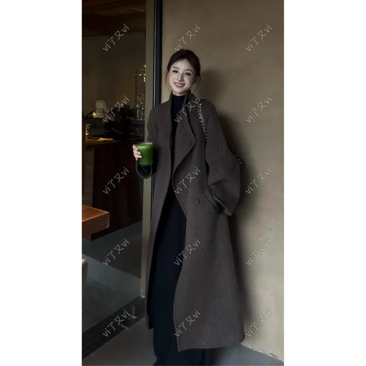 【人生大衣】【插肩袖】【大翻领版型巨显瘦】秋冬超长款羊毛大衣高奢