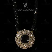 铜合金合成锆石项链 （精工系列）复古气质圆形太阳花项链