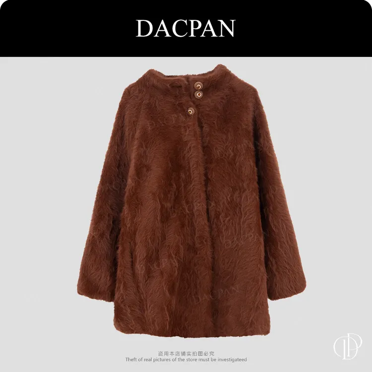 DACPAN-“阔太太”中长款兔绒毛毛外套 2025/盼·YP468