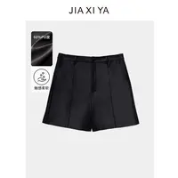 春夏皮短裤显瘦休闲简约时尚百搭修身舒适外穿薄款黑色Q199