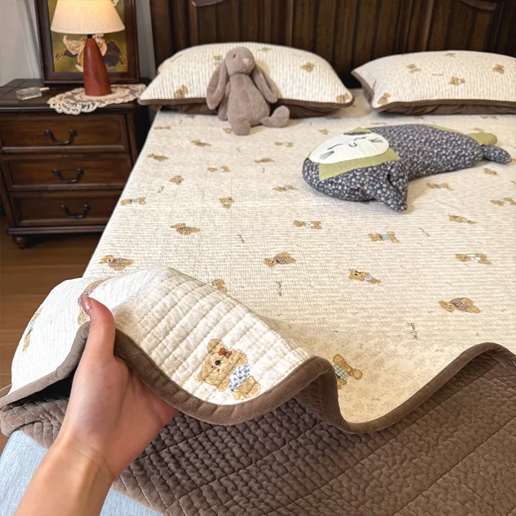 dexi/德茜纯棉床盖三件套全棉夹棉单件床单榻榻米铺床盖毯2025款