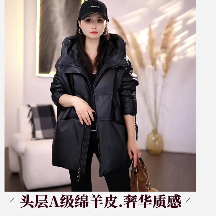 保暖羽绒服女款海宁真皮羽绒服女款皮衣外套女款海宁皮衣女真皮