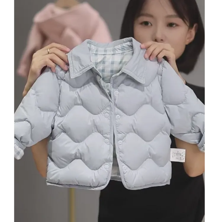 【三防双面穿衬衫羽绒 】婴儿童衣服宝宝羽绒外套秋冬白鸭绒轻薄H26