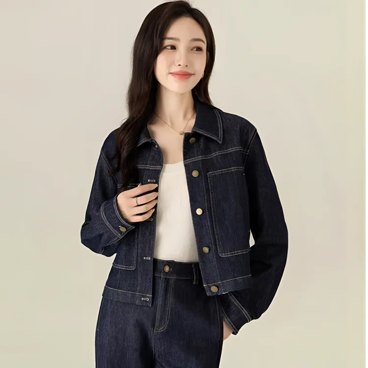 【不掉色】蓝色短款复古牛仔外套女2025春季款爆款夹克小个子宽松版