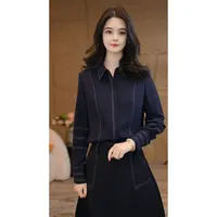 【小陈甄选】曼贝衬衫女士高级显瘦8591574藏青色气质衬衣