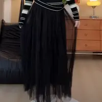 【花花定制】超大摆裙半身裙百褶裙松紧带拼接意式中长款中长裙