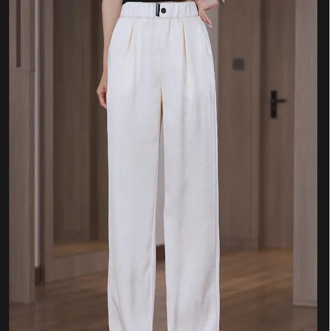 2025夏季垂感直筒裤女显瘦大码时尚高腰宽松时尚薄款休闲阔腿裤