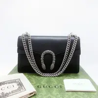 99新 GUCCI/古驰 vv/黑银钻扣酒神/单肩包/C217368852