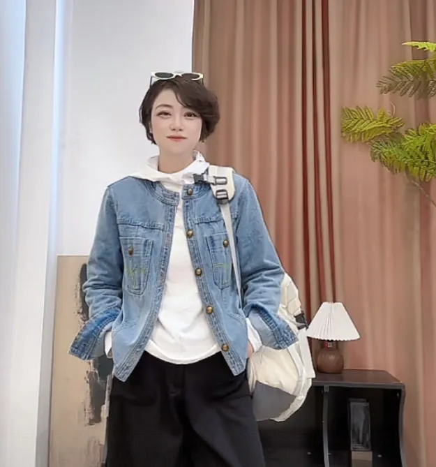 【U.M】暮光之城酵素洗环保牛仔小香牛仔外套显瘦