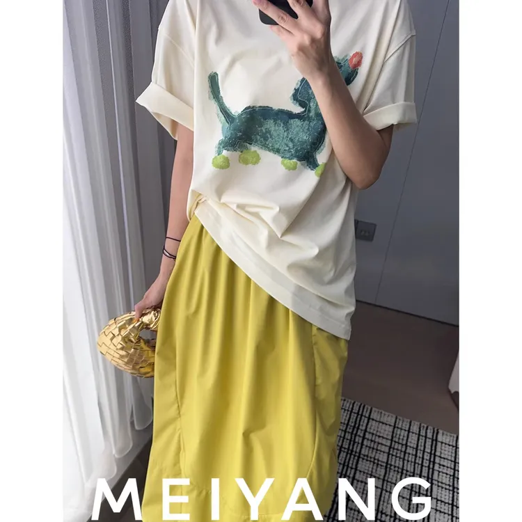 A美洋MEIYANG海报二号T恤【商场同款】松弛感休闲晕染印花短袖上衣