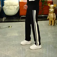 男士秋季简约条纹百搭休闲立体裁剪宽松平口裤潮流长裤KZ2012
