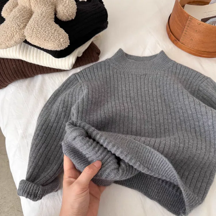 儿童毛衣2025冬新款男童韩版纯色加厚上衣百搭宝宝小童保暖打底衫