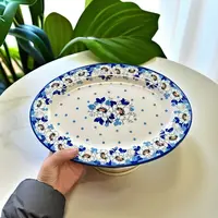 1.高温瓷釉下彩靛蓝花园12.5英寸鱼盘家用陶瓷创意手工蒸鱼盘