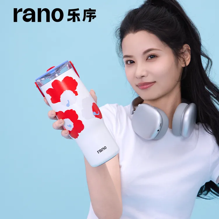 rano乐序苏打冰霸杯吸管保温杯子大容量316不锈钢乐饮杯保冷水杯