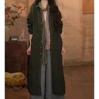 MDE【双层风衣】亚麻双层文艺复古大气风衣外套5231