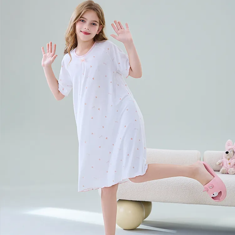 莫代尔女童睡裙A类儿童睡衣连体儿童家居服透气儿童衣服童装反季