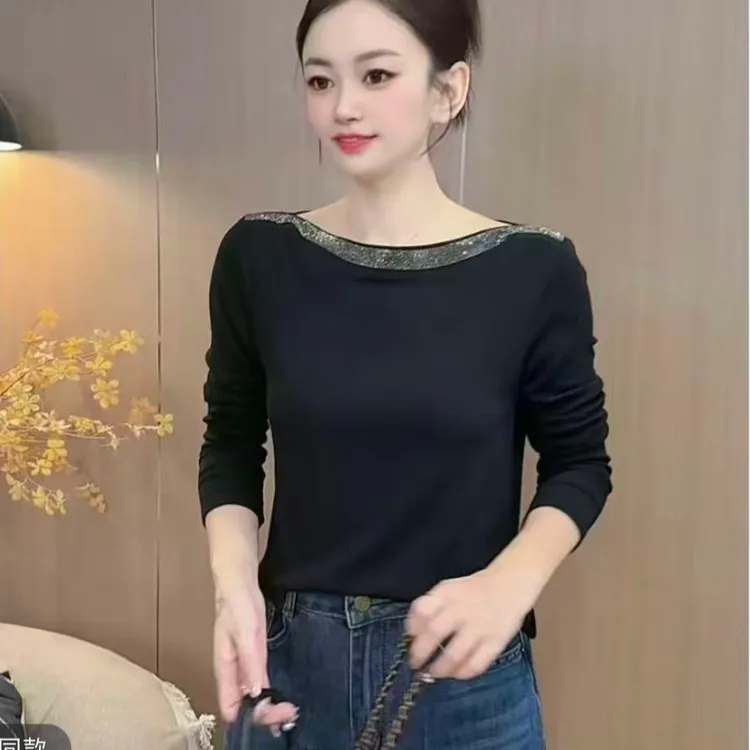 修身设计感气质女士2025秋季新款简约通勤时尚百搭打底衫上衣