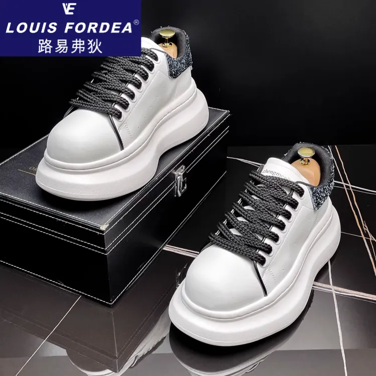 Louis Fordea/路易弗狄厚底小白鞋男款白色板鞋男鞋运动休闲鞋子