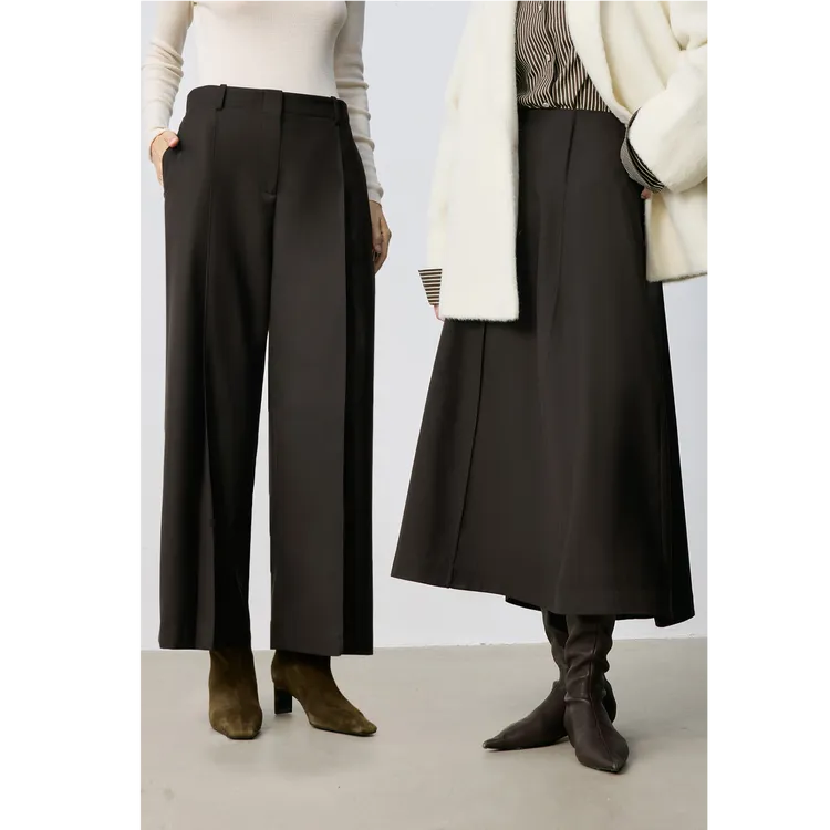 MARIUS"花朵裙"美利奴混纺立体分割褶裥九分裤/半身裙